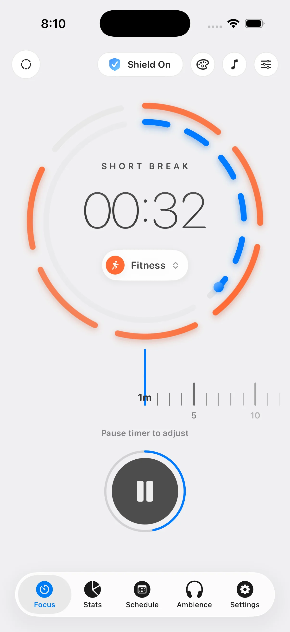 Custom focus timer in Deeply